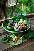Miang kham (stuffed pepper leaves from Northern Thailand)