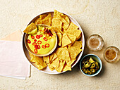Beany Queso Dip and Nachos