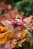 Autumn bouquet with scabiosa and yarrow (Achillea)