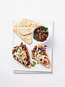 Coronation chicken naans with Indian coleslaw