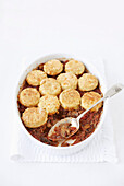 Beef mushroom pie with cheddar biscuits