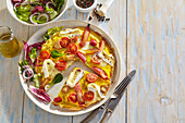 Egg omelette with rhubarb