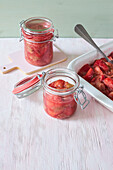 Oven-roasted rhubarb and strawberry compote