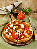 Tomato galette with fresh goat cheese
