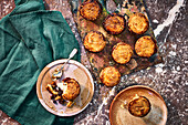 Mince Pies with Rum Raisins and Custard