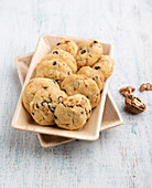 Vegan vanilla biscuits with walnuts and chocolate chips