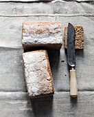 Einkorn loaf served with bread knife