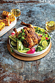 Grilled canned chicken with cider, lime, and cumin