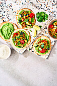 Summer vegetable tostadas