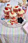 Strawberry trifle in a glass