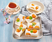 Apricot Eggnogg cake on a serving tray
