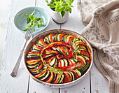 Gratinierte Ratatouille mit Speck