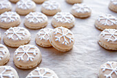 Macarons with snowflake decoration