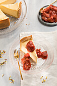 Ricotta cake with rhubarb compote