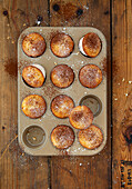 Muffins with chocolate-salted caramel center