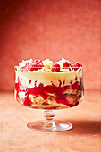 Raspberry trifle with mousse and scones