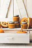 Pumpkin puree in preserving jars