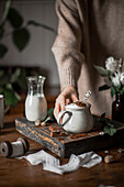 Schokoladen-Kaffee in Keramikbecher