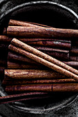 Cinnamon sticks in a bowl
