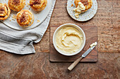 Brandy butter with puff pastry minced meat pies