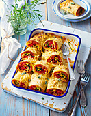 Baked cheese and vegetable pancakes