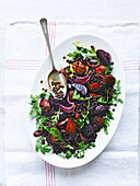 Spicy chorizo with lentils and beets