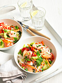 Glass noodle salad with shrimp and pink grapefruit