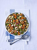 Pumpkin bulgur salad with feta cheese