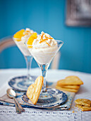 Citrus syllabub with almond heart biscuits