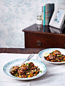 Sausage and fennel meatballs with lentils