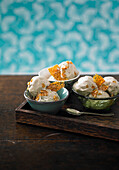 Green Tea Frozen Yogurt with Sesame Brittle Shards