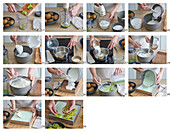 Preparing no bake kiwi slices