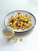 Oven vegetables with sesame and cashew nuts