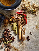 Still life with spices for curry