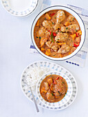 Spicy African chicken stew with peppers