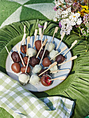 Berry skewers with chocolate coating
