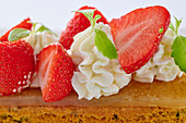 A strawberry-and-basil sable (close-up)