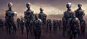 Artificial intelligence army, conceptual illustration