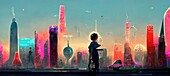 Futuristic smart city, conceptual illustration