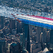 Red Arrows flying over the One World Trade Center, USA