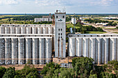 Grain elevator, aerial photograph