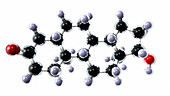Dihydrotestosterone hormone, molecular model