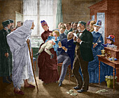 Pasteur and rabies vaccination, illustration