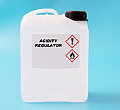 Acidity regulator in a plastic canister, conceptual image