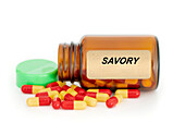 Savory herbal medicine, conceptual image