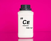 Container of the chemical element cerium
