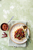 Chili con carne and couscous