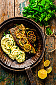 Salmon trout with lemon butter and mashed potatoes