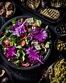 Salat mit essbarem Zierkohl der Sorte 'Rainbow Candy Crush'