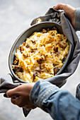 Pasta bake with chestnuts